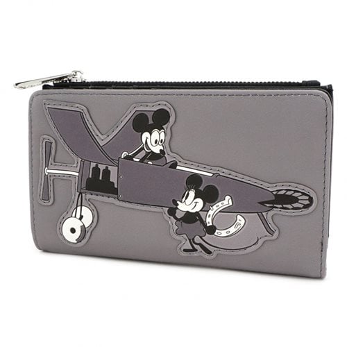 Mickey Mouse Black and White Print Flap Wallet
