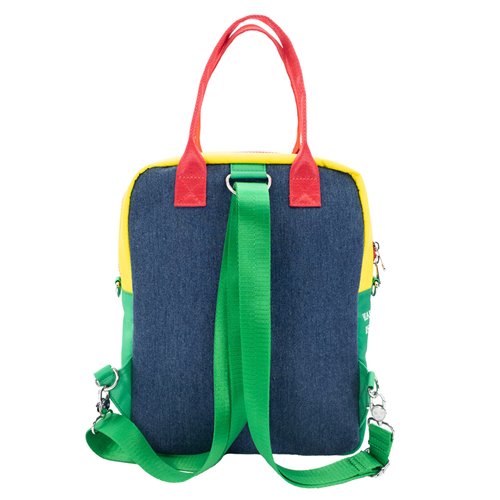 Peanuts Color Block Denim and Canvas Reversible / Convertible Crossbody Bag