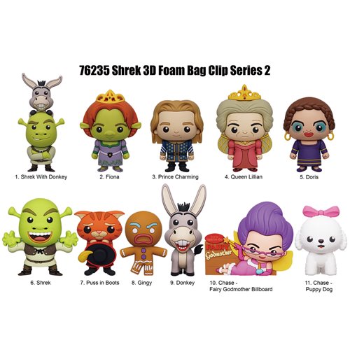 Shrek Series 2 3D Foam Bag Clip Random 6-Pack
