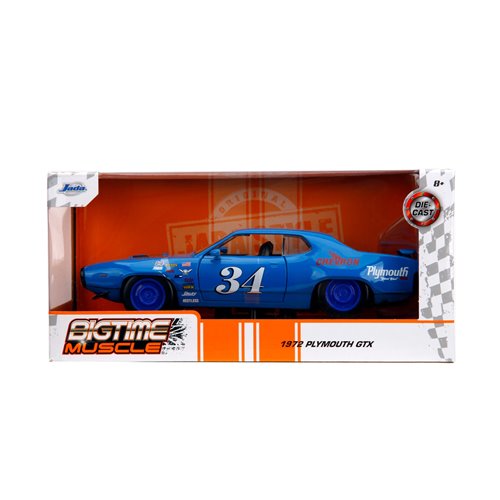 Bigtime Muscle 1972 Plymouth GTX Glossy Blue 1:24 Scale Die-Cast Metal Vehicle