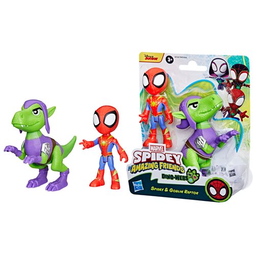 Spidey and His Amazing Friends Dino-Webs Spidey and Goblin Raptor Action Figures Set