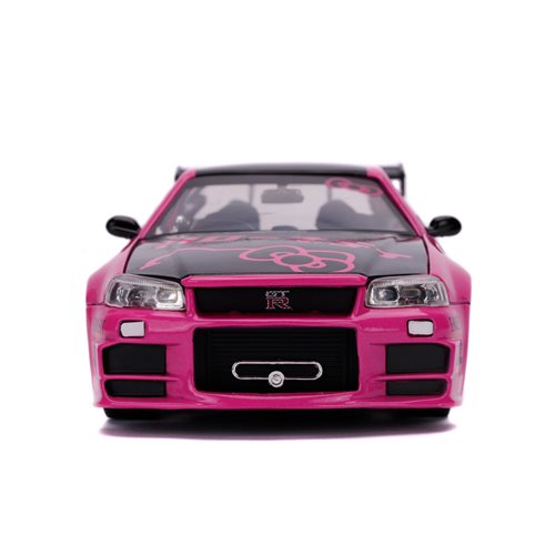 Hello Kitty 2002 Nissan Skyline GT-R R34 1:24 Scale Die-Cast Metal Vehicle with Figure