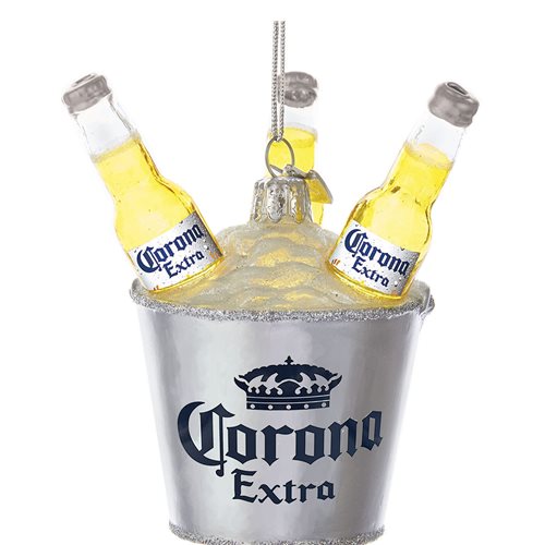 Corona Silver Bucket with 3 Bottles 3 3/4-Inch Ornament