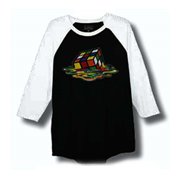 Rubik's Cube Melting Baseball Raglan T-Shirt