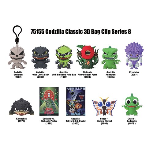 Godzilla Series 8 3D Foam Bag Clip Random 6-Pack