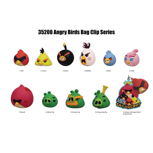 Angry Birds 3D Foam Bag Clip Random 6-Pack