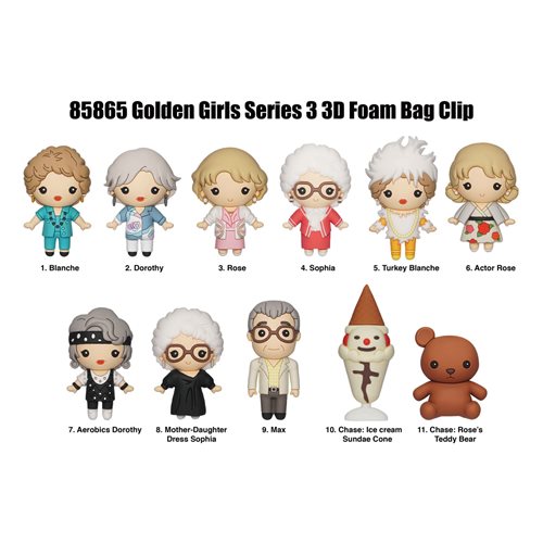 The Golden Girls Series 3 3D Foam Bag Clip Random 6-Pack