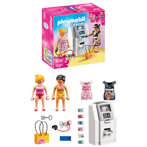 Playmobil 9081 City Life ATM with Functional Cash Serving Mechanism Toy Set 