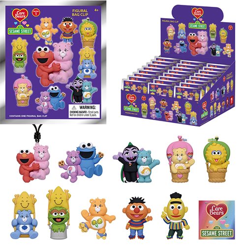 Care Bears x Sesame Street 3D Foam Bag Clip Display Case of 24