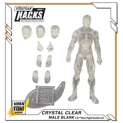 Vitruvian H.A.C.K.S. Customizer Series Male Crystal Clear Blank Action Figure