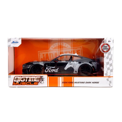 Bigtime Muscle 2024 Ford Mustang Dark Horse Glossy Black 1:24 Scale Die-Cast Metal Vehicle
