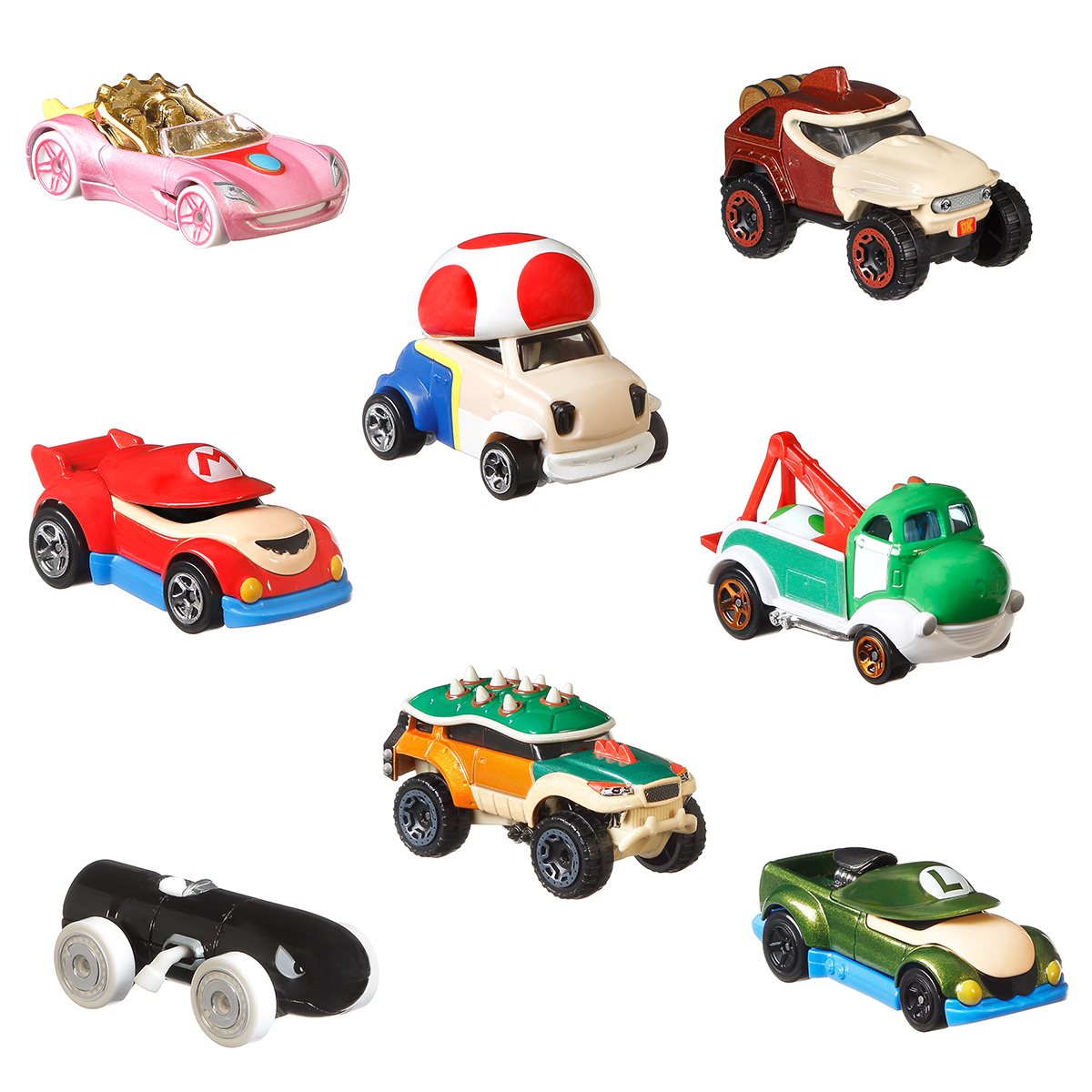 Hot Wheels Mario Kart Complete Set Of 5 Character Cars Check Pictures.