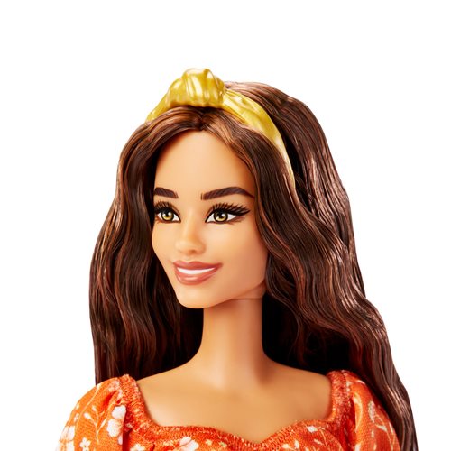 Barbie Fashionista Doll #182 with Orange Floral Printed Dres
