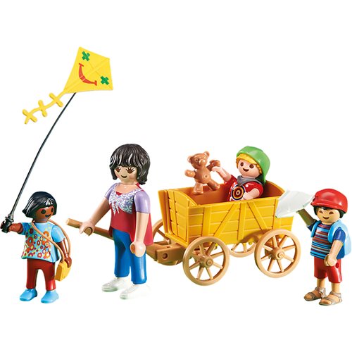 Playmobil 6439 Mother with Children and Wagon Action Figures