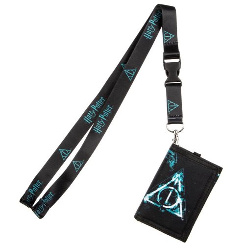 Harry Potter Deathly Hallows Velcro Trifold Lanyard Wallet