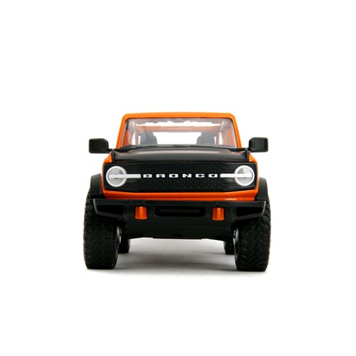 Just Trucks 2021 Ford Bronco Orange 1:24 Scale Die-Cast Metal Vehicle with Tire Rack