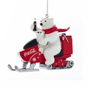 Coca-Cola Polar Bear with Cub Snowmobile 4 1/4-Inch Resin Ornament