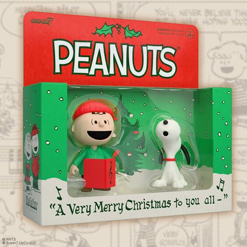 Peanuts Charlie Brown and Snoopy Caroling 3 3/4-Inch ReAction Figures
