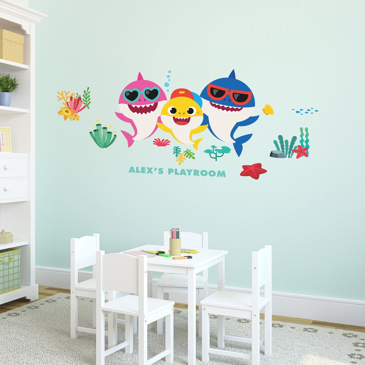 thumbnail image 2 of Roommates Baby Shark Peel & Stick Wall Decals - 39 Tropical Characters, Removable Vinyl 2 of 6
