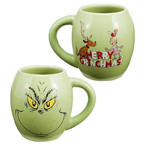 The Grinch Naughty And Nice 18 Oz Oval Sculpted Ceramic Mug