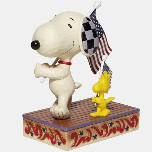 Peanuts Snoopy and Woodstock with Flags Glory March by Jim Shore Statue
