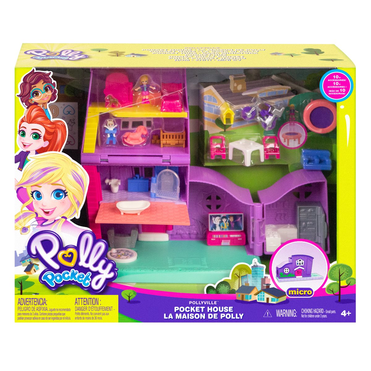 2 Dolls & 5 Accessories Polly Pocket Pollyville Diner Set with 4 Floors 