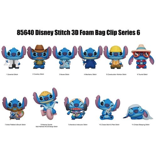 Lilo & Stitch Stitch Series 6 3D Foam Bag Clip Random 6-Pack