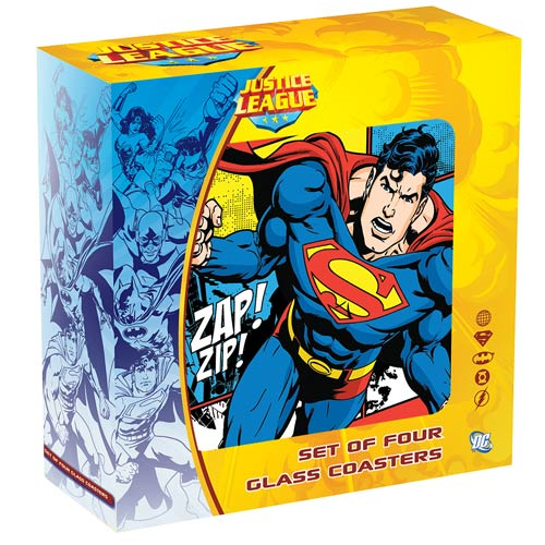 DC Comics Glass Coasters Set 4 Pack Entertainment Earth