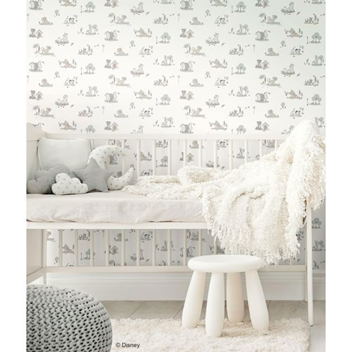 Disney Baby Animals Gray Peel and Stick Wallpaper