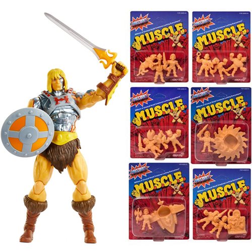 Masters of the Universe MUSCLE Mini-Figures and Masterverse Faker Action Figure Bundle of 7
