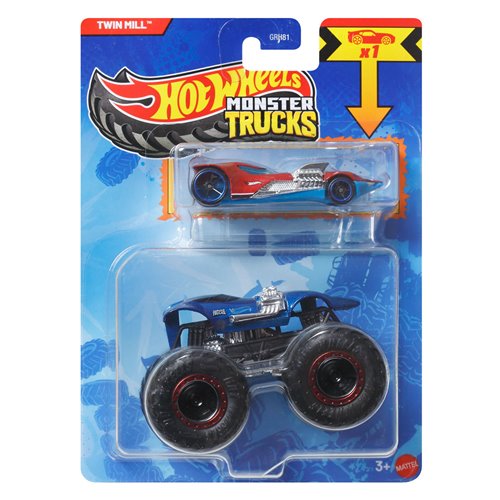 Hot Wheels Monster Truck Plus Car 1:64 Scale Vehicle 2-Pack 2026 Mix 2 Case of 8