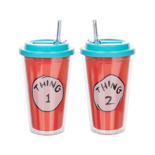 Dr. Seuss Cat in the Hat Thing One Thing Two 16 oz. Flip-Straw Acrylic Cup