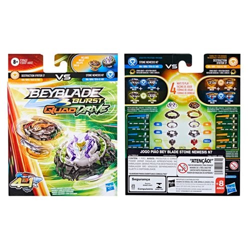 Beyblade Burst QuadDrive Destruction Ifritor I7 and Stone Nemesis N7 Spinning Top Dual Pack