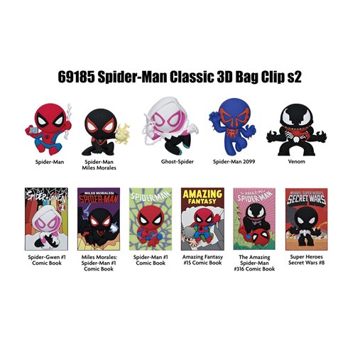 Spider-Man Classic Series 2 3D Foam Bag Clip Random 6-Pack