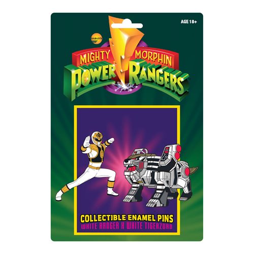 Mighty Morphin Power Rangers White Ranger and White Tigerzord Retro Pin Set