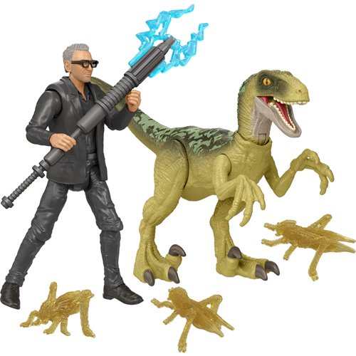 Jurassic World Dominion Dr. Ian Malcolm and Velociraptor Figure Set