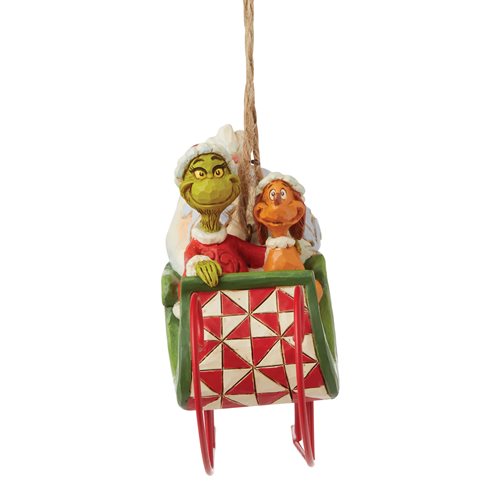 Dr. Seuss The Grinch Grinch and Max in Sleigh by Jim Shore Holiday Ornament