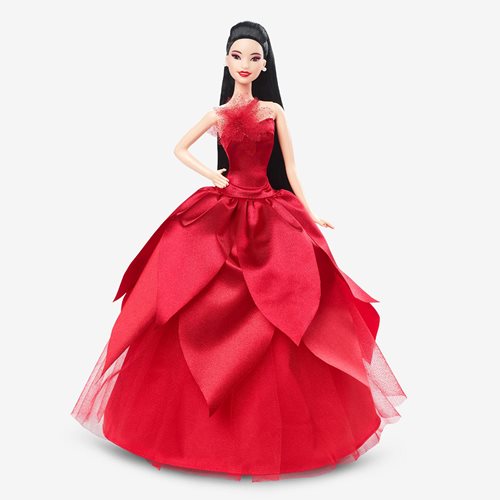 Barbie Holiday Doll 2022 with Straight Black Updo Hair