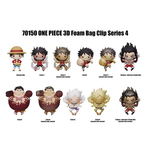 One Piece Series 4 3D Foam Bag Clip Random 6-Pack