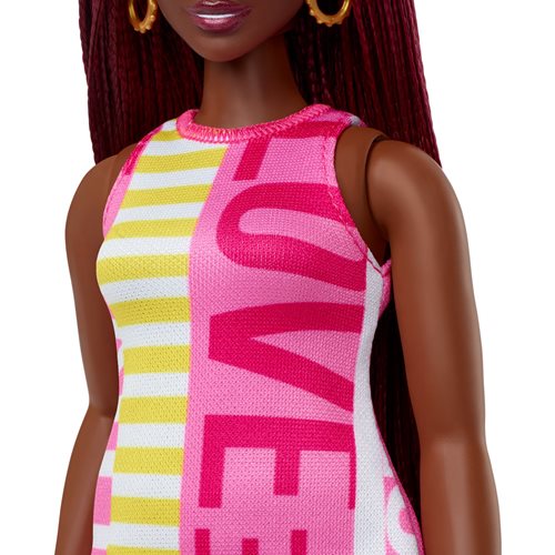 Barbie Fashionistas Doll #186 with Split Pattern Love and Stripes Dress