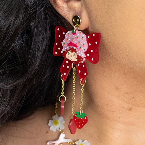 Strawberry Shortcake Bow Berries Acrylic Earrings