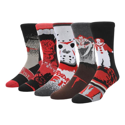 Warner Brothers Horror Icons Crew Sock 5-Pack