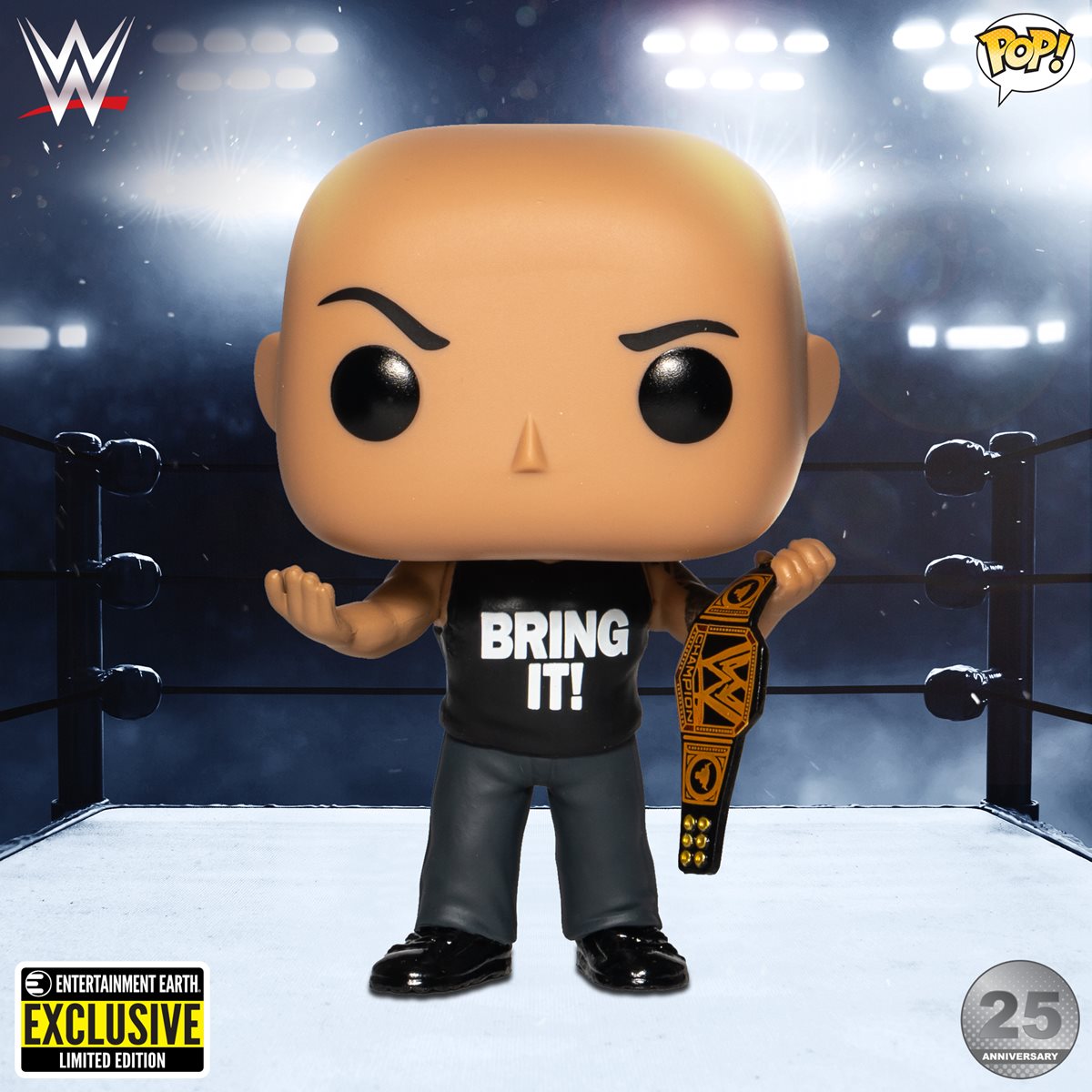WWE The Rock with Championship Belt Pop! Vinyl Figure - Entertainment Earth  Exclusive