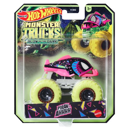 Hot Wheels Monster Trucks Glow-in-the-Dark 1:64 Scale Vehicle 2024 Mix 1 Case of 6