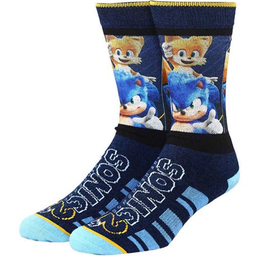 Sonic the Hedgehog 2 Tails and Sonic Logo Sublimated Crew Socks