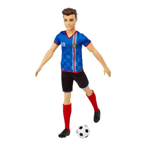 Barbie Ken Soccer Player Doll with Blue Shirt and Black Shorts