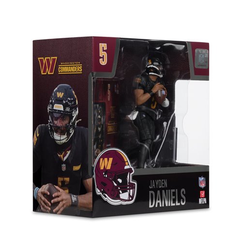 NFL SportsPicks 2025 Washington Commanders Jayden Daniels Alternate Black Uniform 7-Inch Posed Figur