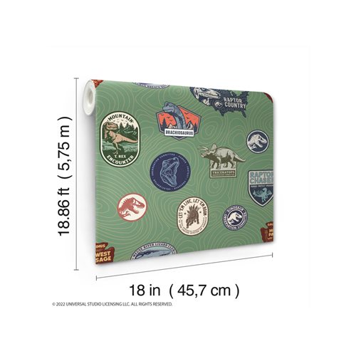 Jurassic World Badges (Green) Peel and Stick Wallpaper