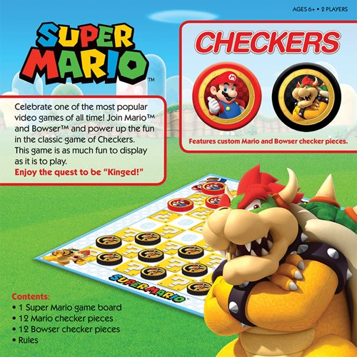 Super Mario vs. Bowser Checkers and Tic Tac Toe Game Set