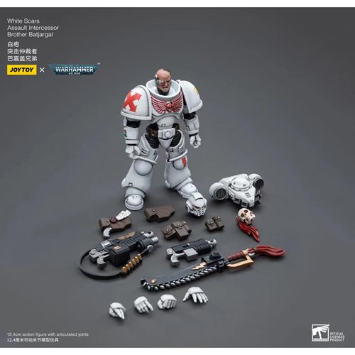 Joy Toy Warhammer 40,000 White Scars Assault Intercessor Brother Batjargal 1:18 Scale Action Figure